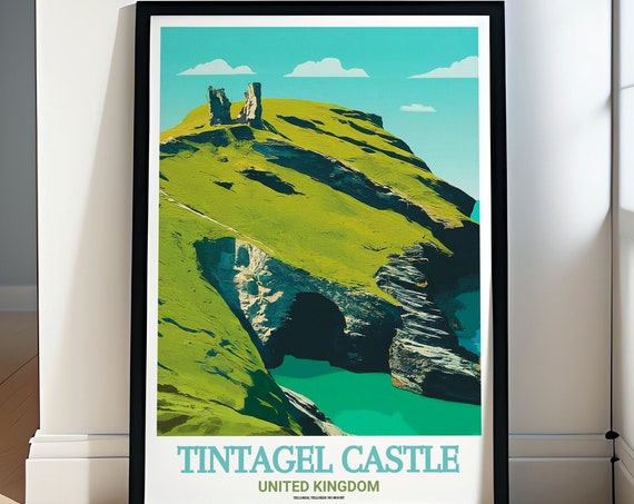 Tintagel Castle Travel Posters Cornish Coast Art Collection Englands Historic Prints Castle Ruins Wall Decoration