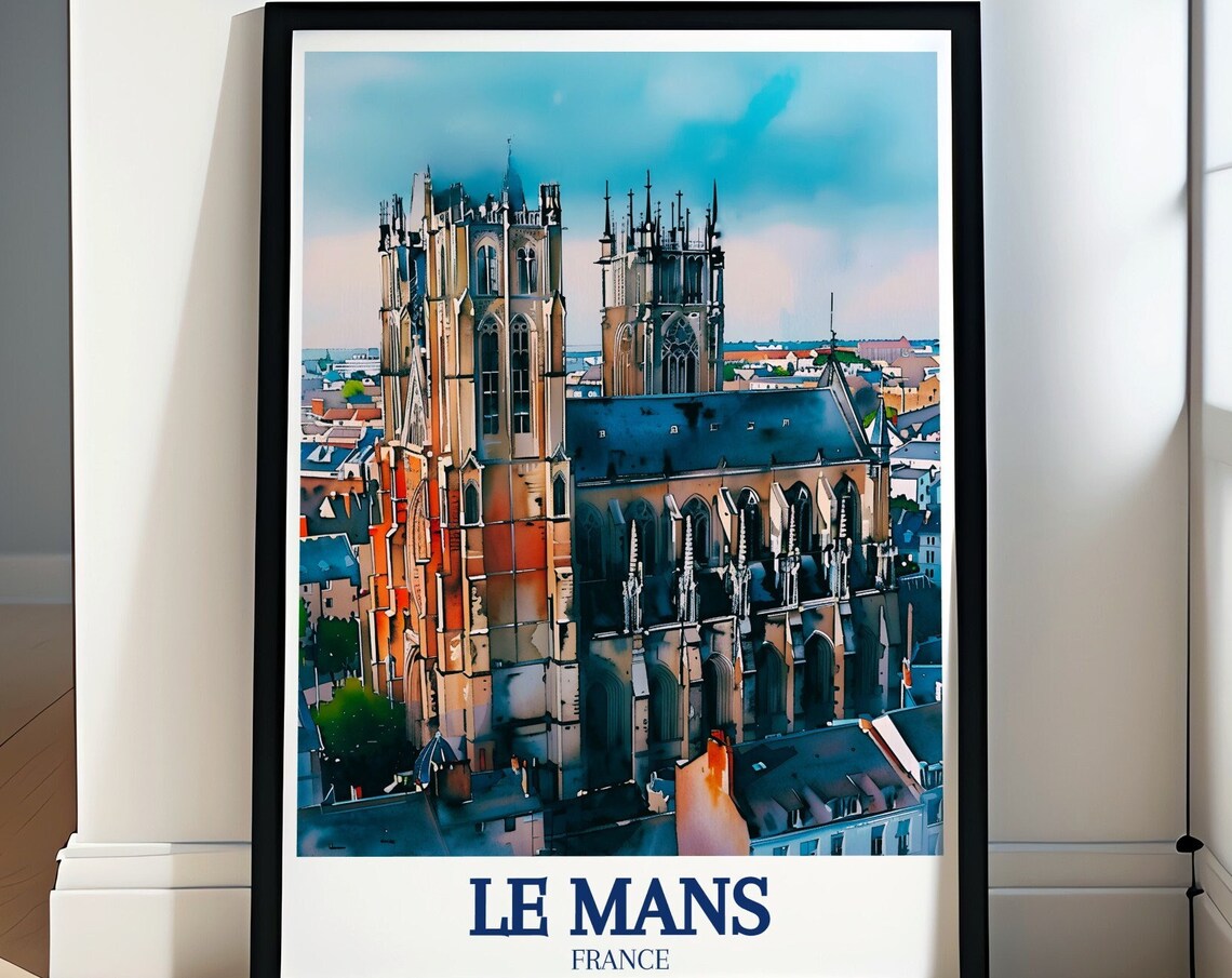 Le Mans Cathedral Saint Julien Gothic Bell Towers France Poster