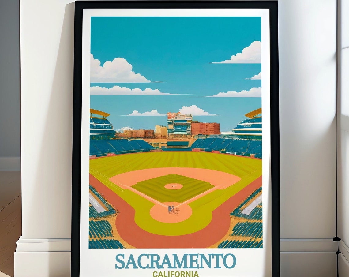 Sacramento Raley Field Baseball Stadium Bird's-Eye View Poster