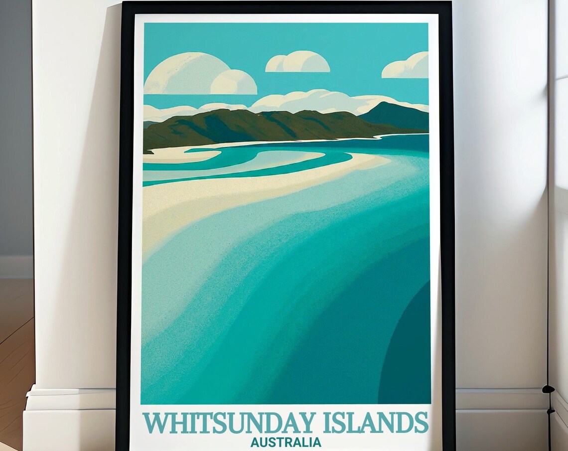 Whitsunday Islands Australia Hill Inlet Swirling Sand Travel Poster