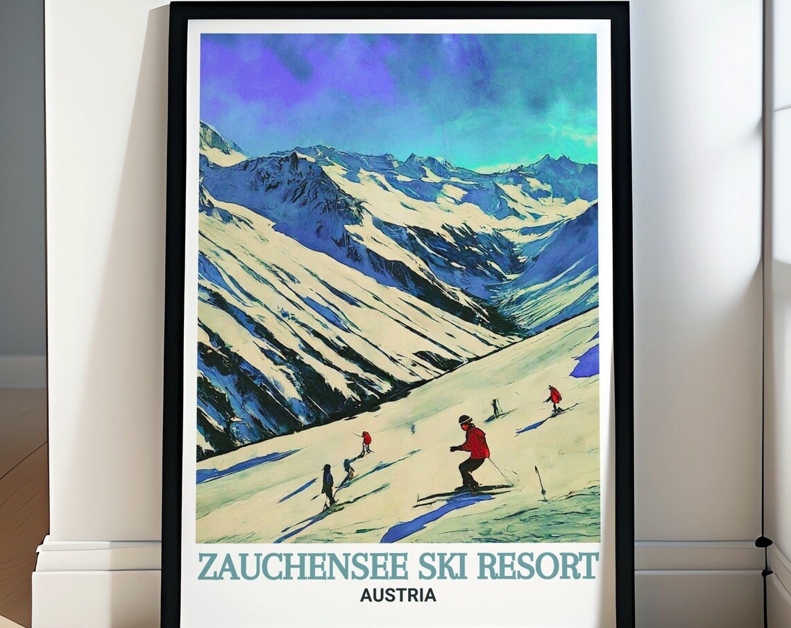 Zauchensee Ski Resort Austria Winter Skiers Powder Slopes Poster
