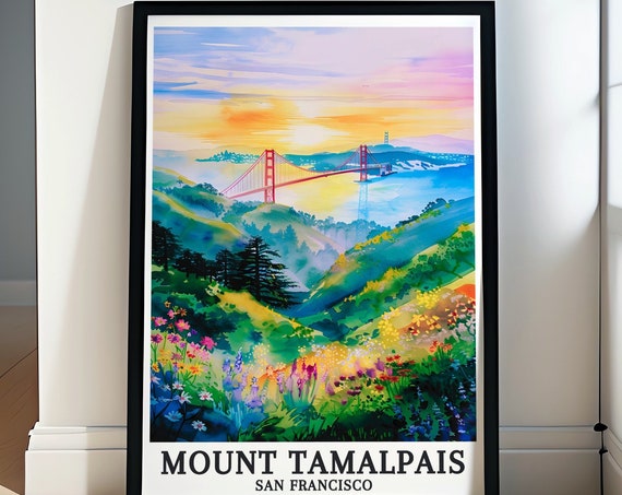 Mount Tamalpais Artwork Pacific Ocean And Golden Gate Bridge Decor Mount Tamalpais And Golden Gate Bridge Gift Mount Tamalpais Poster