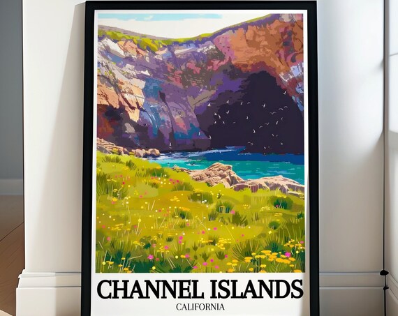 Channel Islands Painted Cave Sea Cliff California Travel Poster