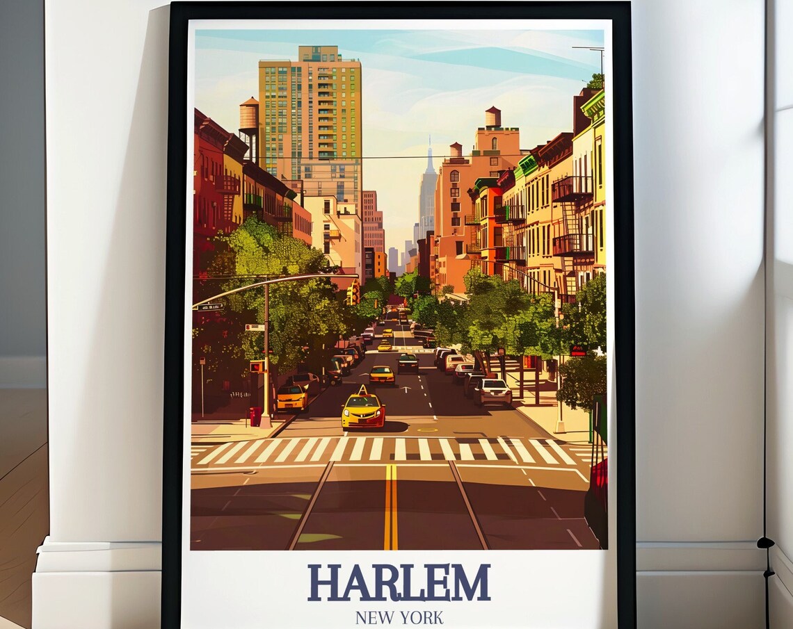 Harlem 155th Street With Yellow Taxis New York Travel Poster