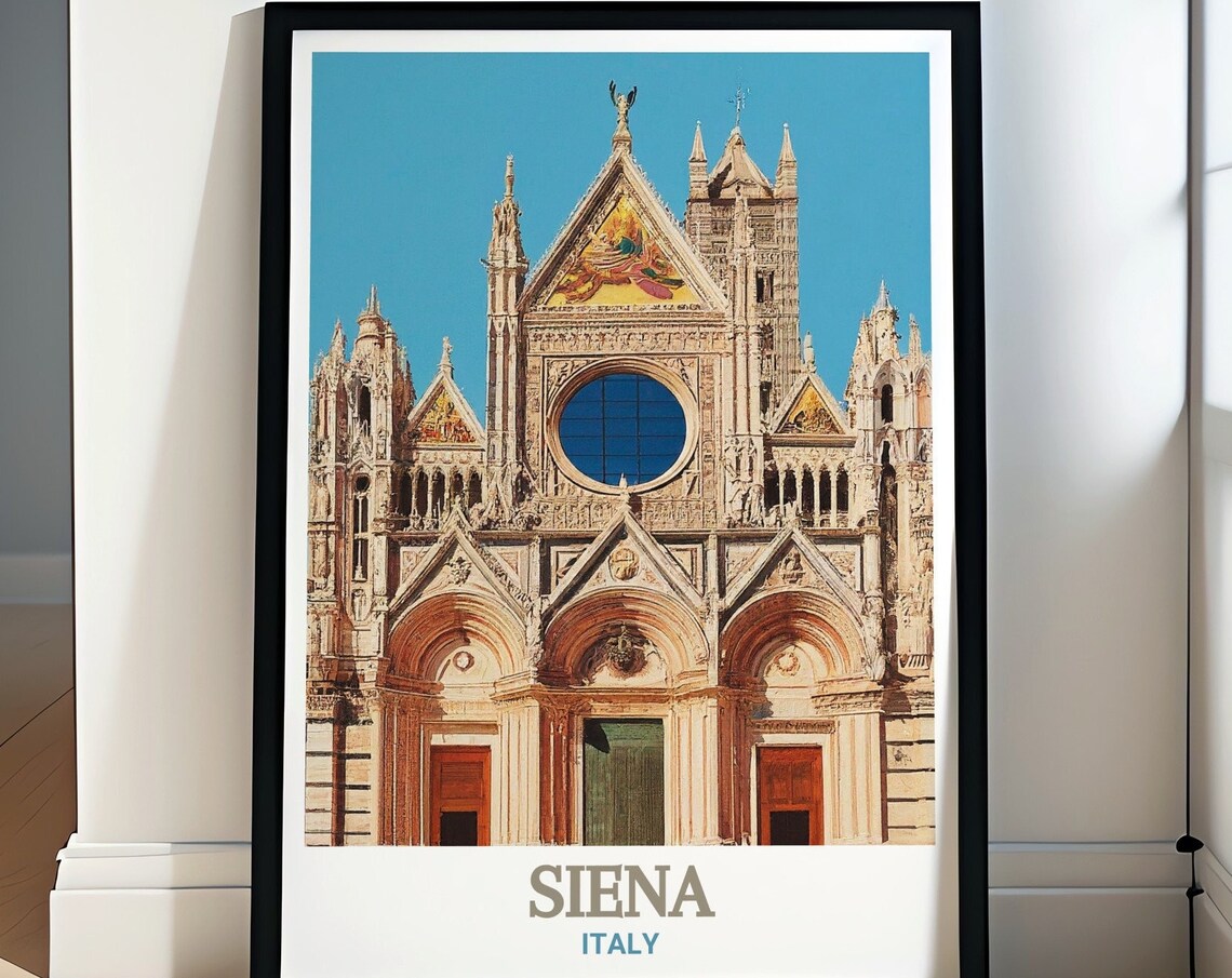 Siena Italy Cathedral Marble Facade Rose Window Gothic Poster