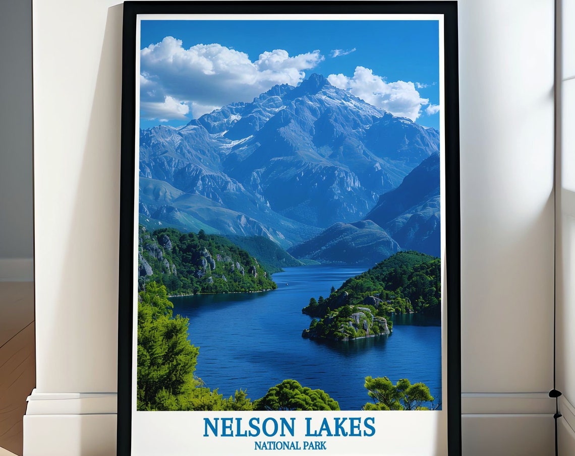Nelson Lakes National Park Sapphire Lake Among Forest Peaks Poster