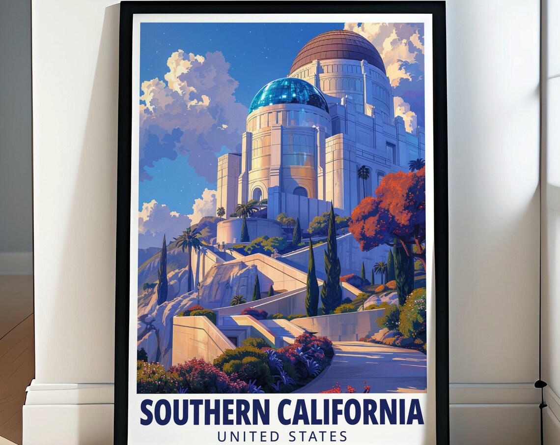Southern California Griffith Observatory Hilltop Sunset Poster