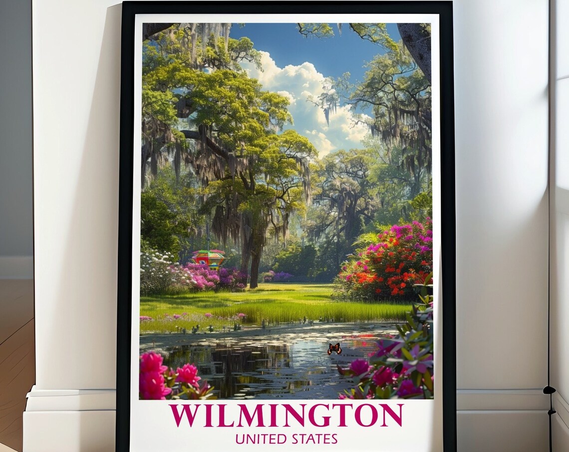 Wilmington Airlie Gardens Spanish Moss Garden Scene Travel Print