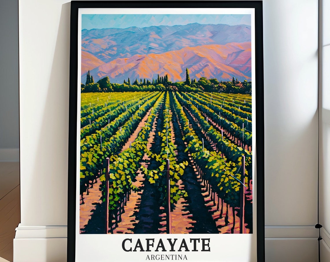 Cafayate Vineyard Rows Beneath Painted Mountain Peaks Poster