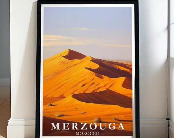 Merzouga Poster Print Erg Chebbi Dunes Art Merzouga Artwork Merzouga Wall Decor Morocco Art Print