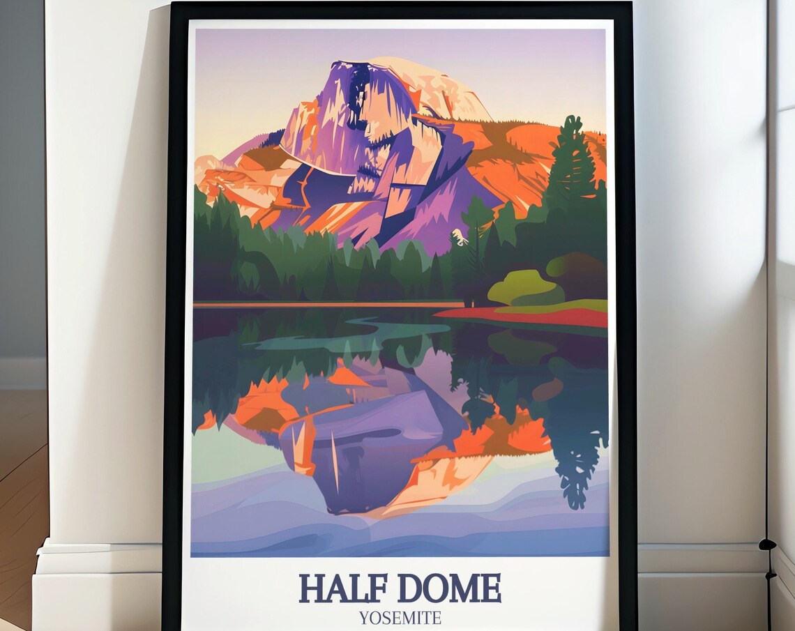 Yosemite Half Dome Mirror Lake Sunset Reflection Travel Poster