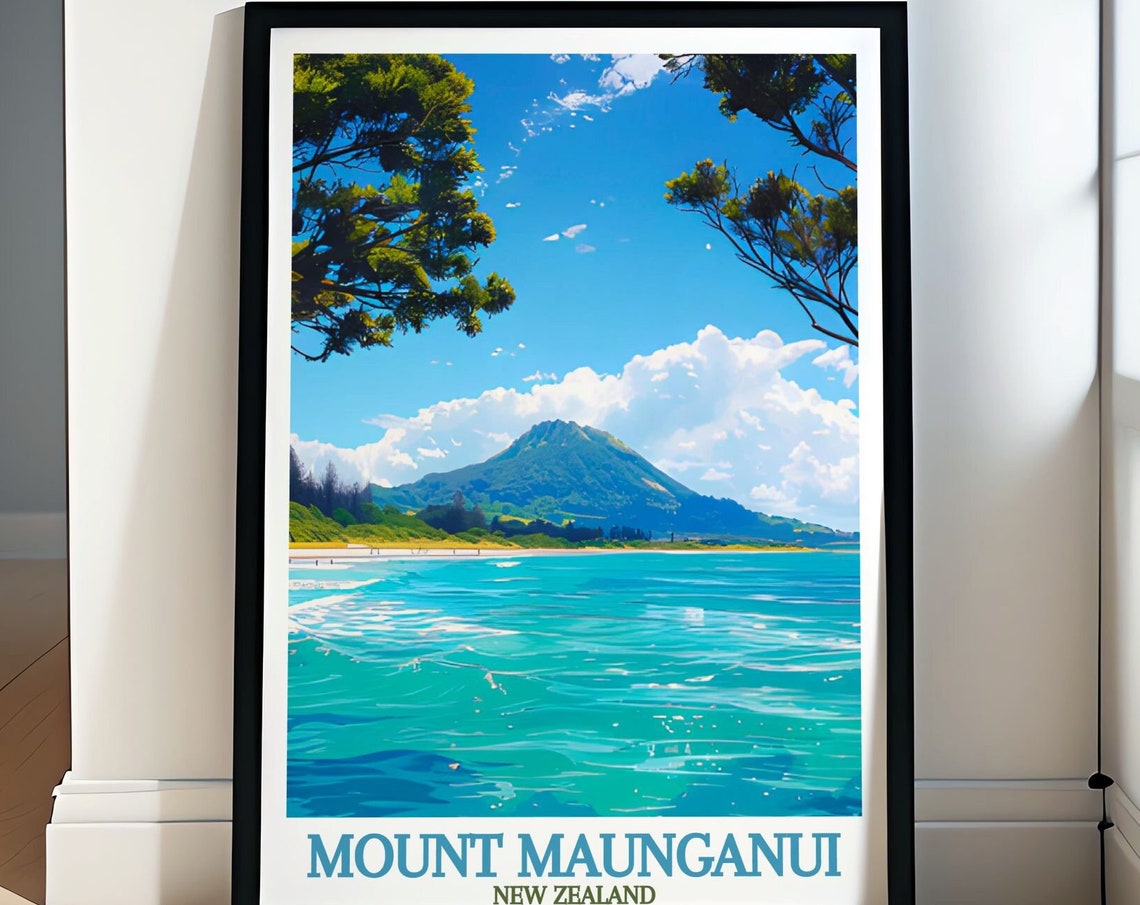 Mount Maunganui Travel Poster New Zealand Poster Captivating Coastal Print Home Decor New Zealand Art Print Relaxing Scenic Ar