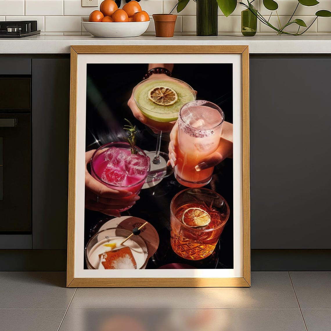 Colorful Cocktails Toast Party Drink Photography Bar Art Poster