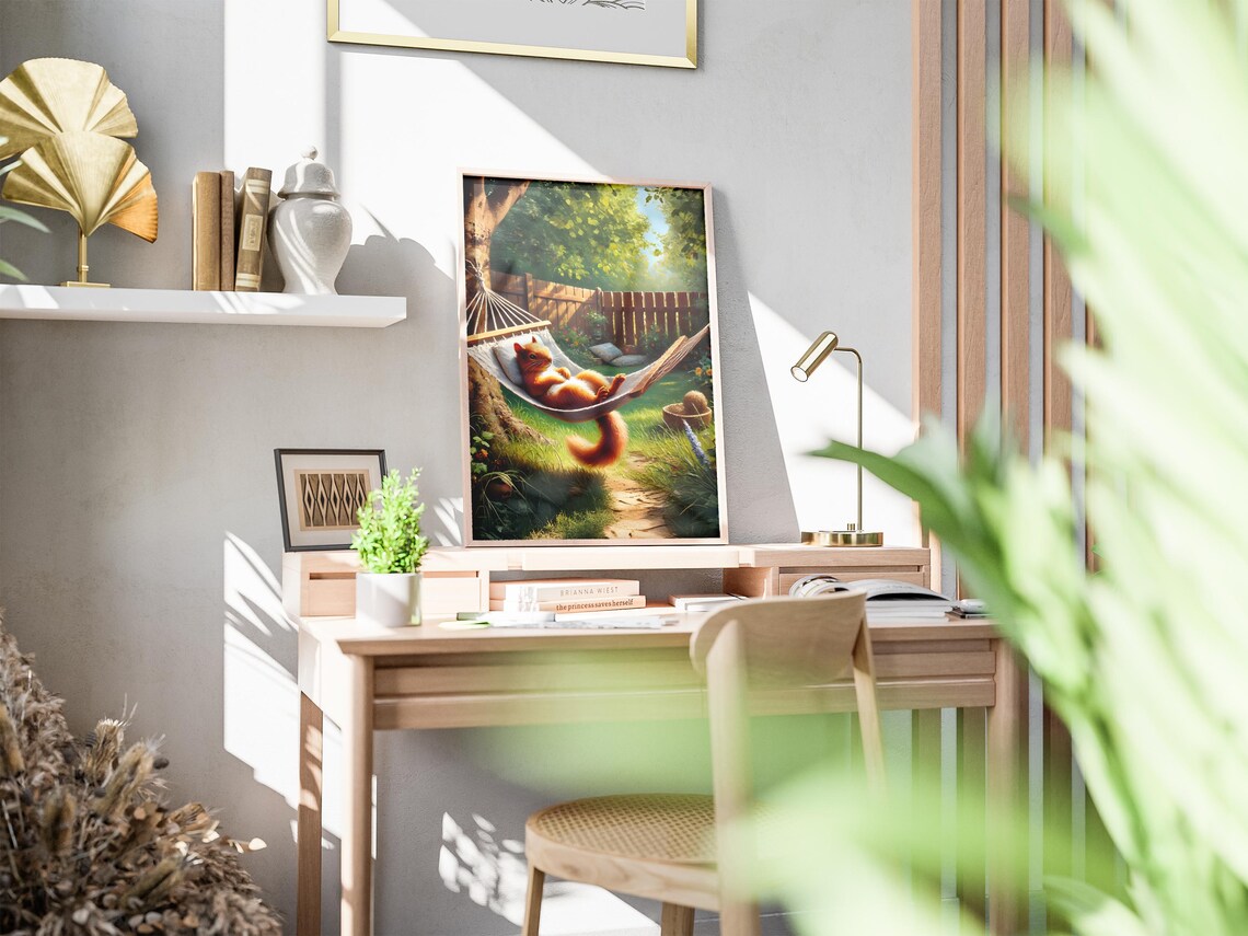 Squirrels Resting In Backyard, Animal Life Poster - Image 2