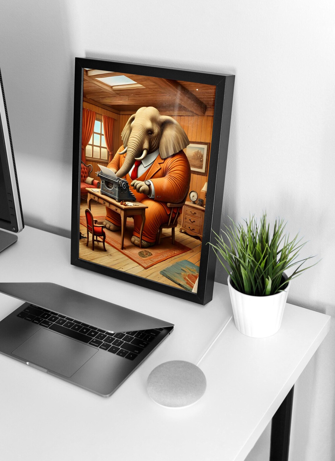 Elephant Typewriter Art Print, Animal Life Poster - Image 4