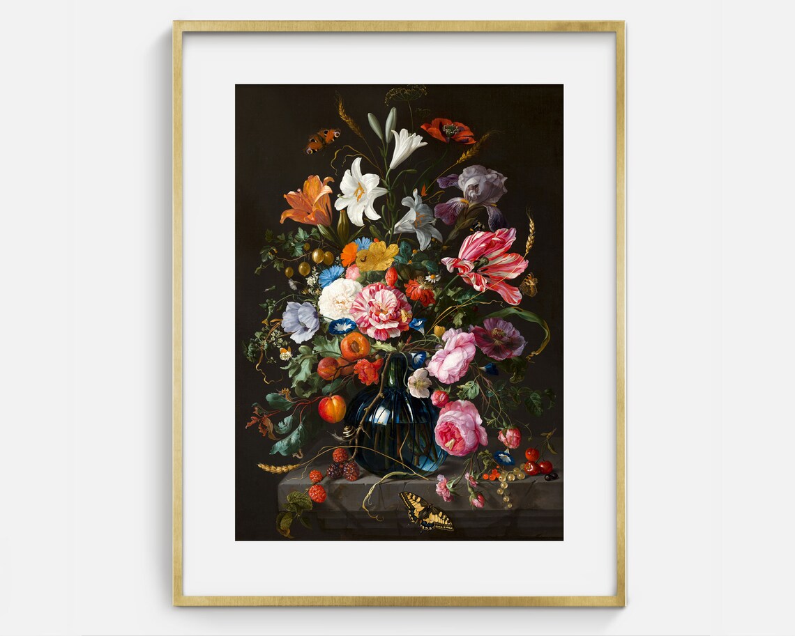 Vintage Floral Still Life Antique Wall Art Print - Image 2