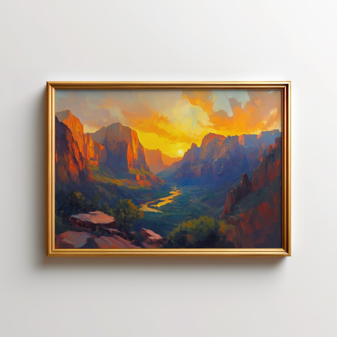 Sunset Zion National Park Landscape, Utah Art Print