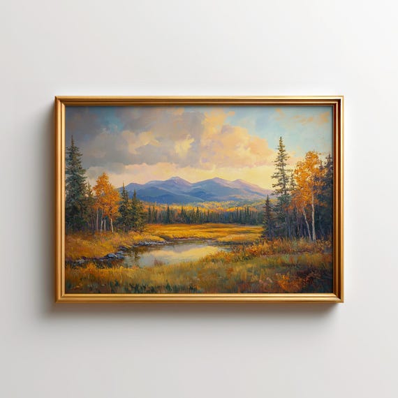 White Mountain Painting New Hampshire Landscape Wall Art Of Autumn Sunrise National Forest Prints