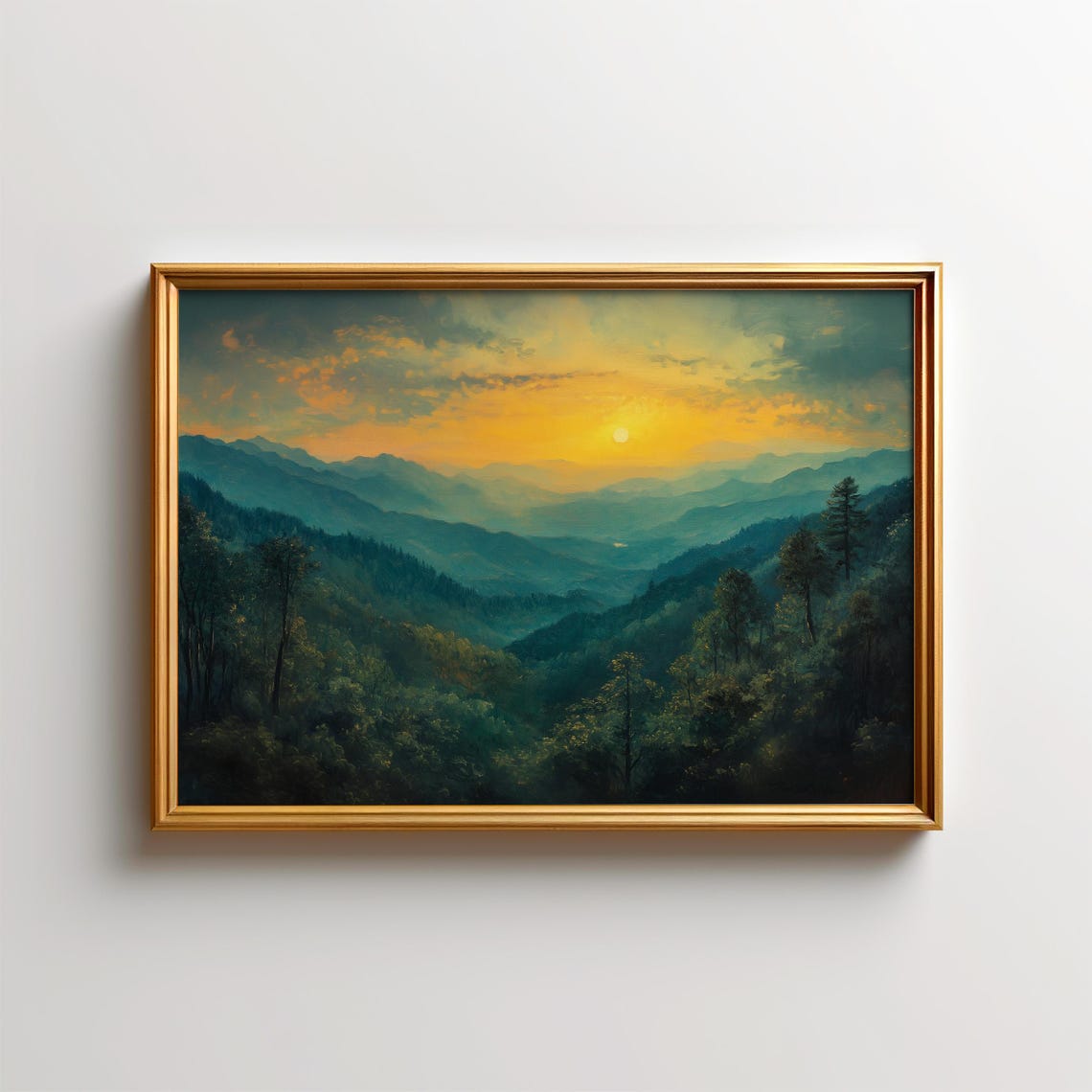 Smoky Blue Ridge Mountain Sunrise Horizon Landscape Art Poster