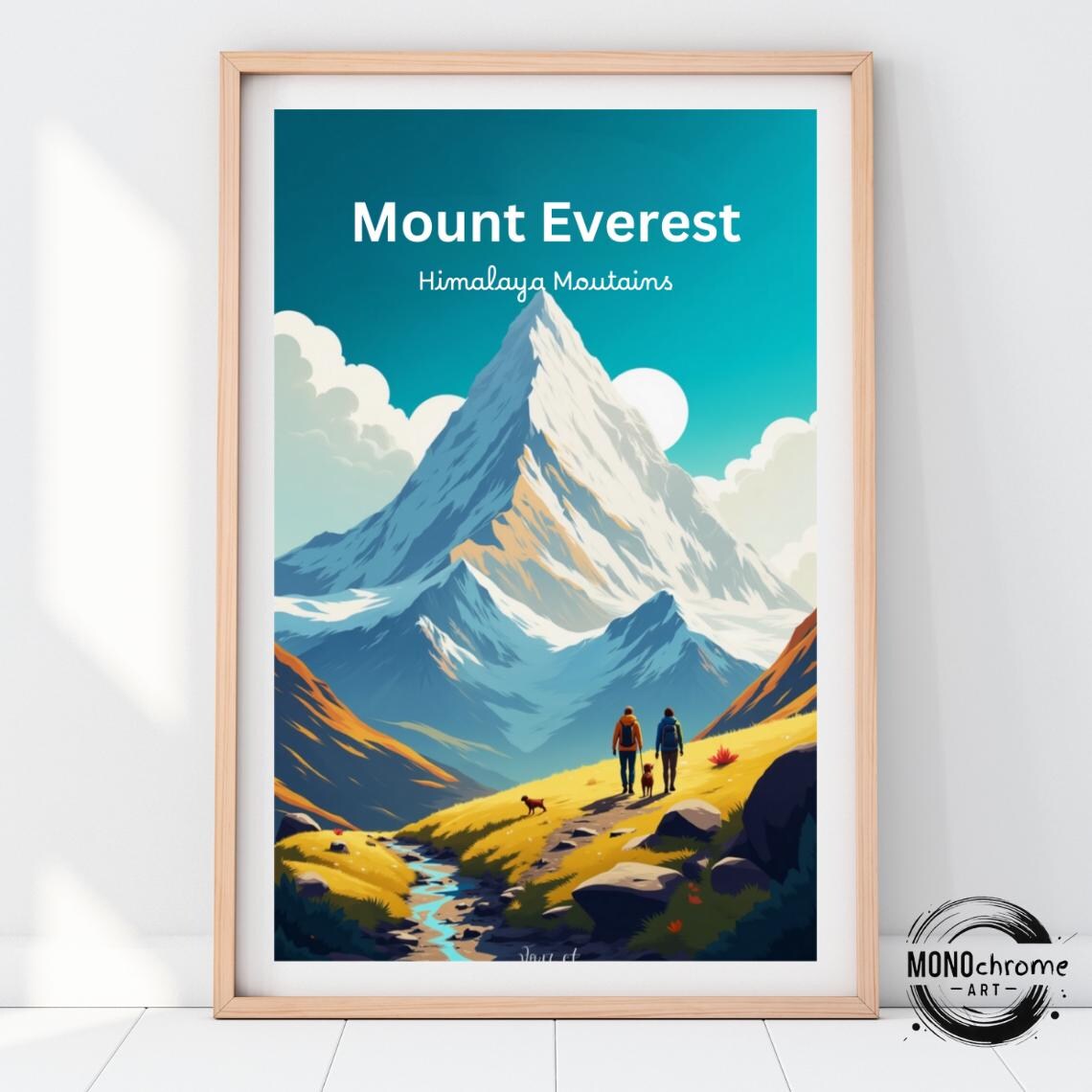Mount Everest Travel Poster, Himalaya Gift