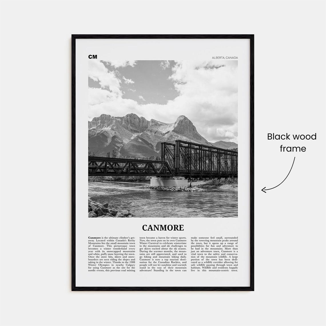 Canmore Black and White Travel Poster, Alberta Canada - Image 3