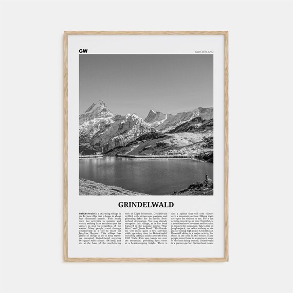 Grindelwald Black and White Travel Poster, Switzerland