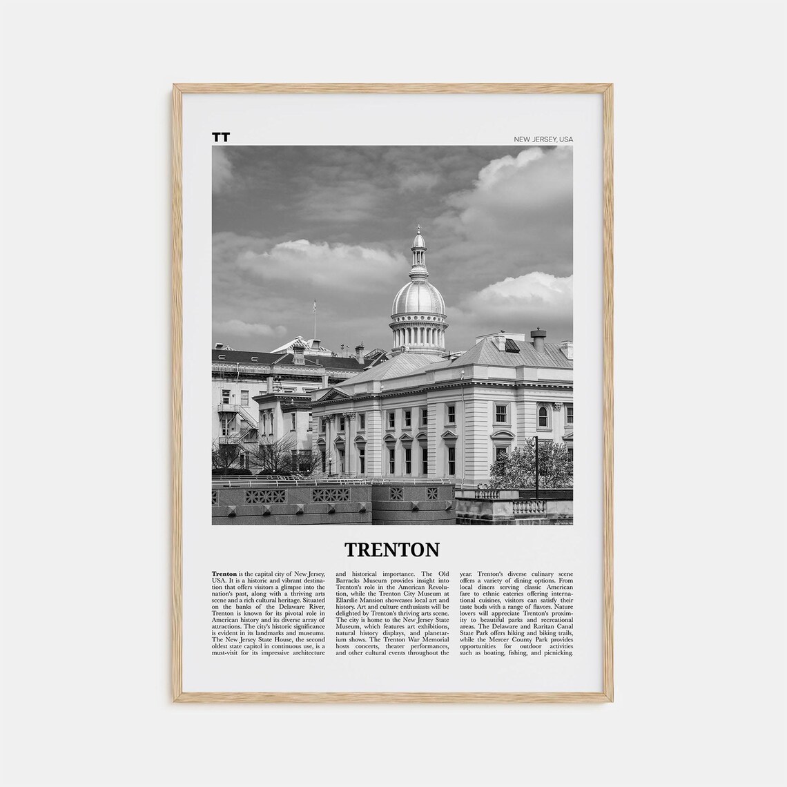 Trenton Print Black And White Trenton Wall Art Trenton Poster Trenton Photo Trenton Wall Dcor Trenton Map New Jersey Usa