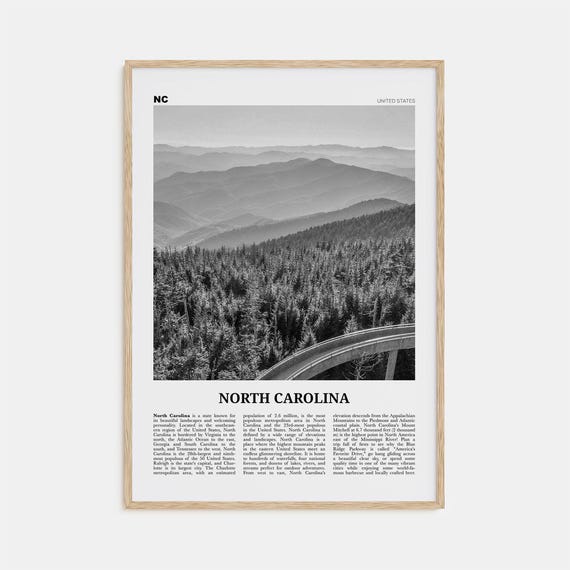 North Carolina Black and White Travel Poster No. 1