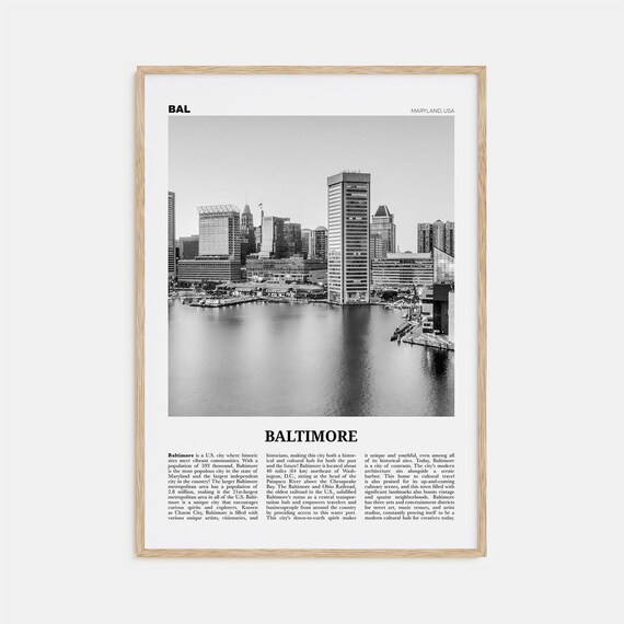 Baltimore Black and White No. 1 Travel Poster Print