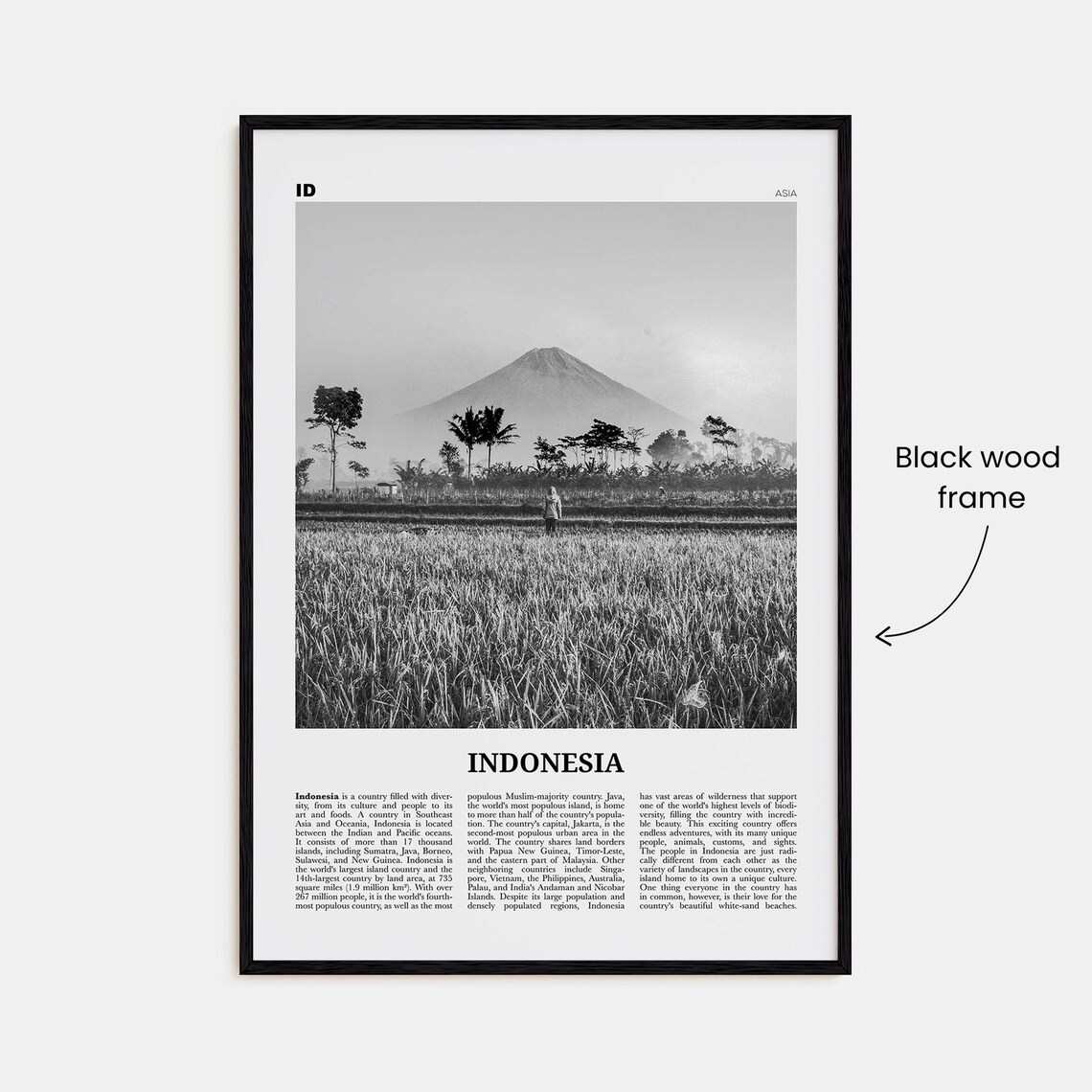 Indonesia Black And White Travel Poster, Asia - Image 3