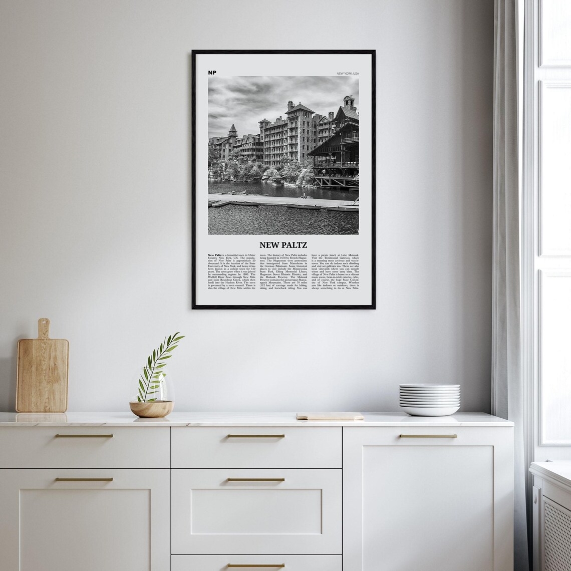 New Paltz Black And White Travel Poster Print - Image 2