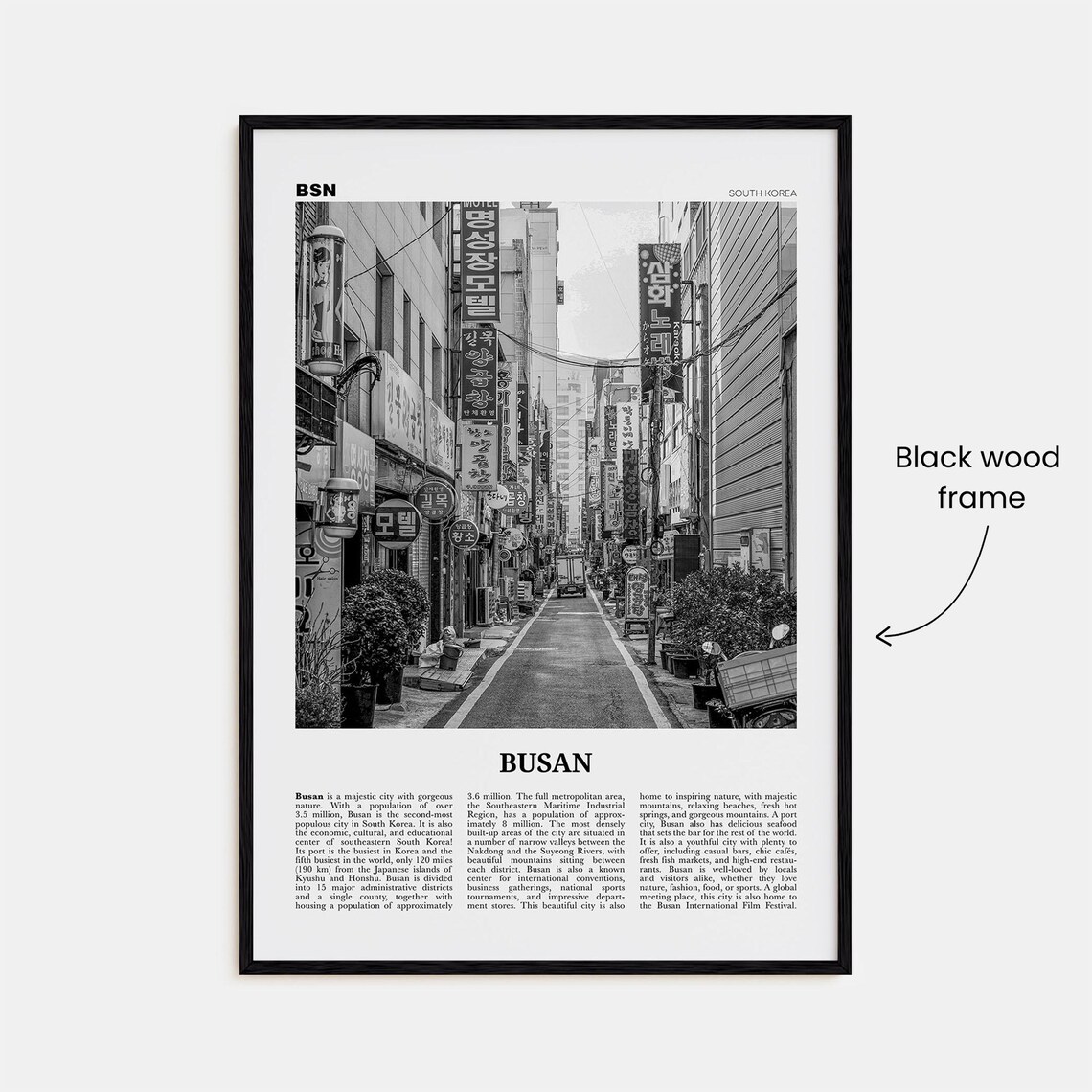 Busan Black and White Travel Poster, South Korea - Image 3