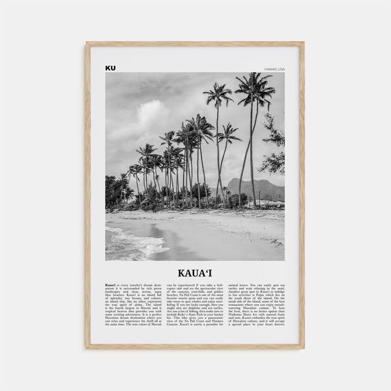 Kauai Black and White No. 2 Hawaii Travel Poster