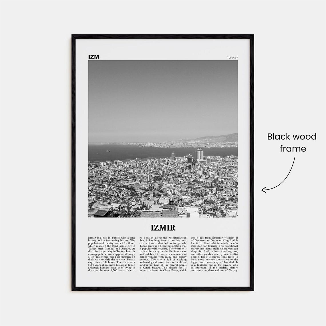 Izmir Black And White Travel Poster, Turkey Aegean - Image 3