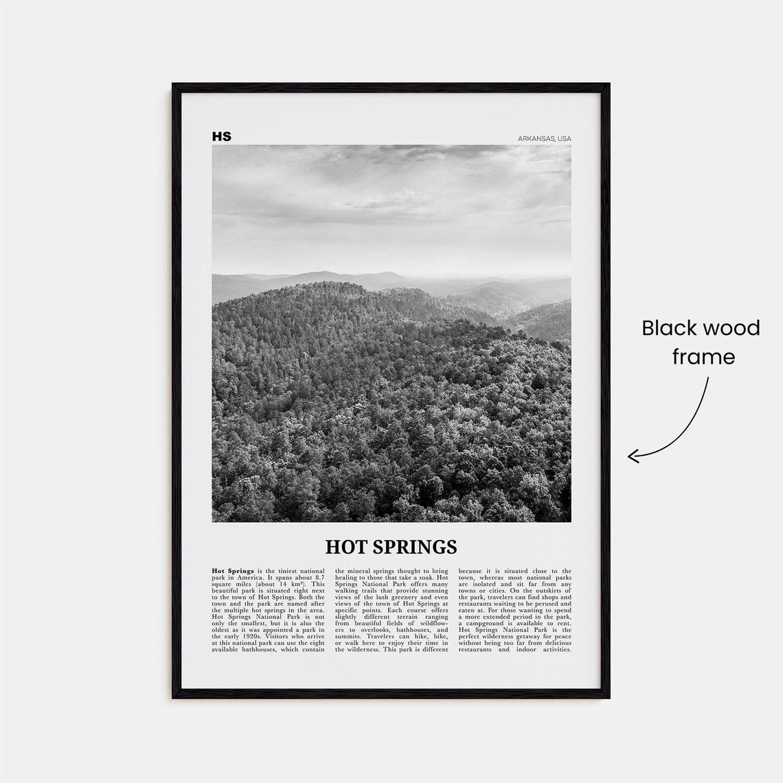 Hot Springs Black and White Travel Poster, Arkansas - Image 3