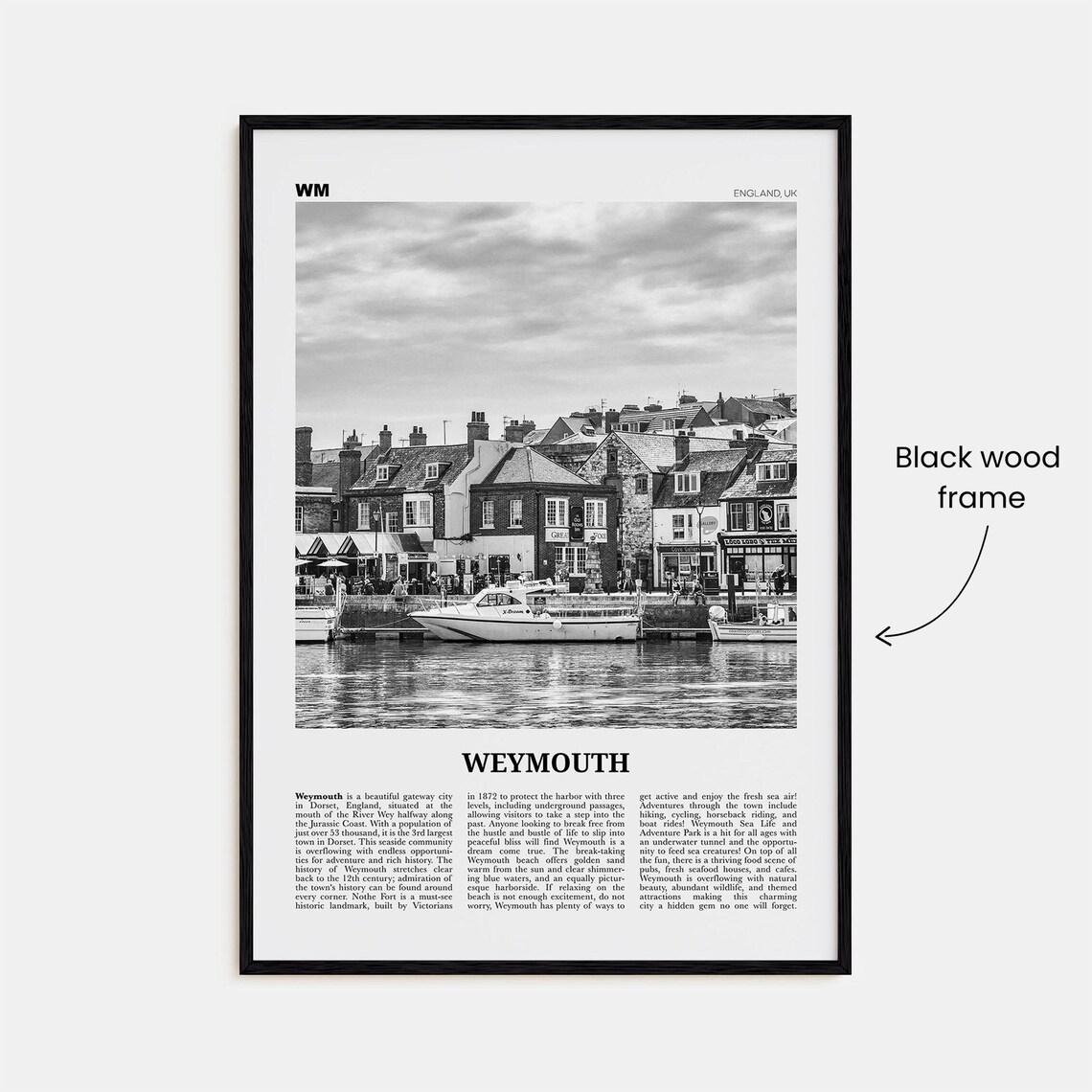 Weymouth Print Black And White Weymouth Wall Art Weymouth Poster Weymouth Photo Weymouth Wall Dcor England Uk United Kingdom - Image 3