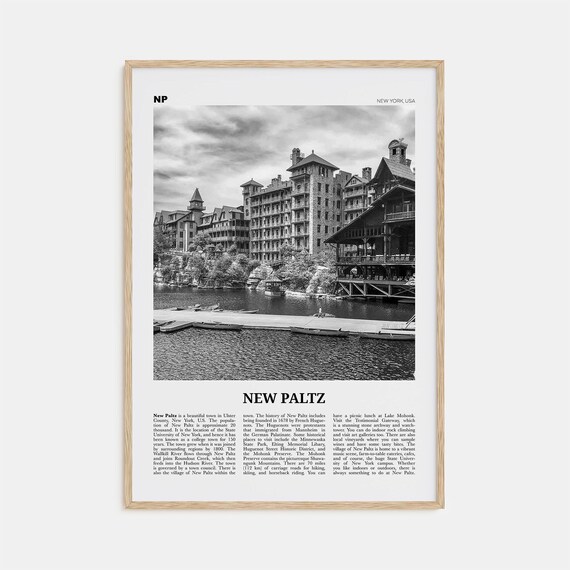 New Paltz Black And White Travel Poster Print