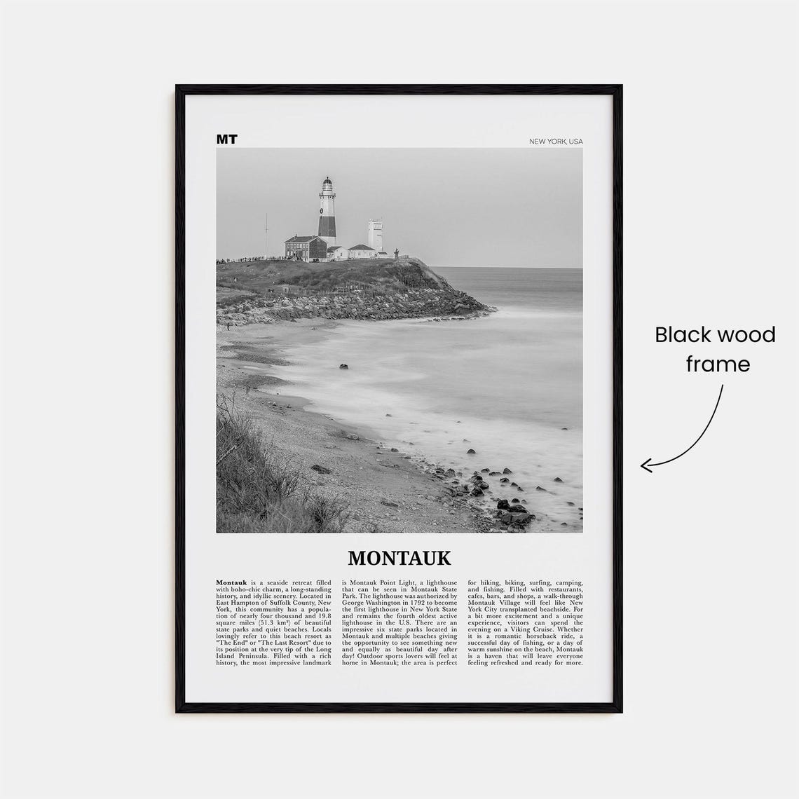 Montauk Black And White No 2 Travel Poster - Image 3