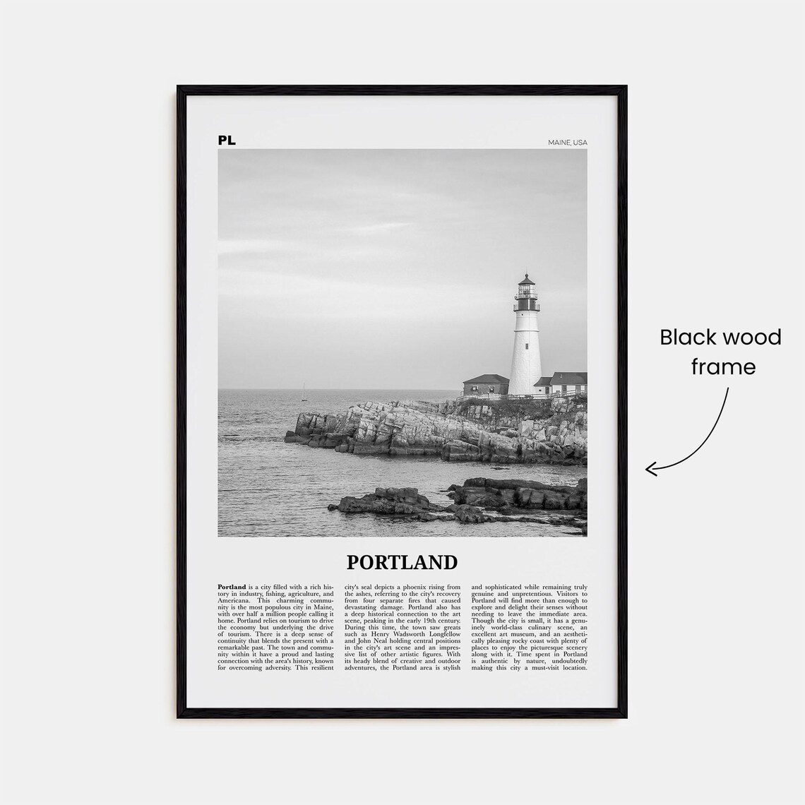 Portland, Maine Black And White Travel Poster - Image 3