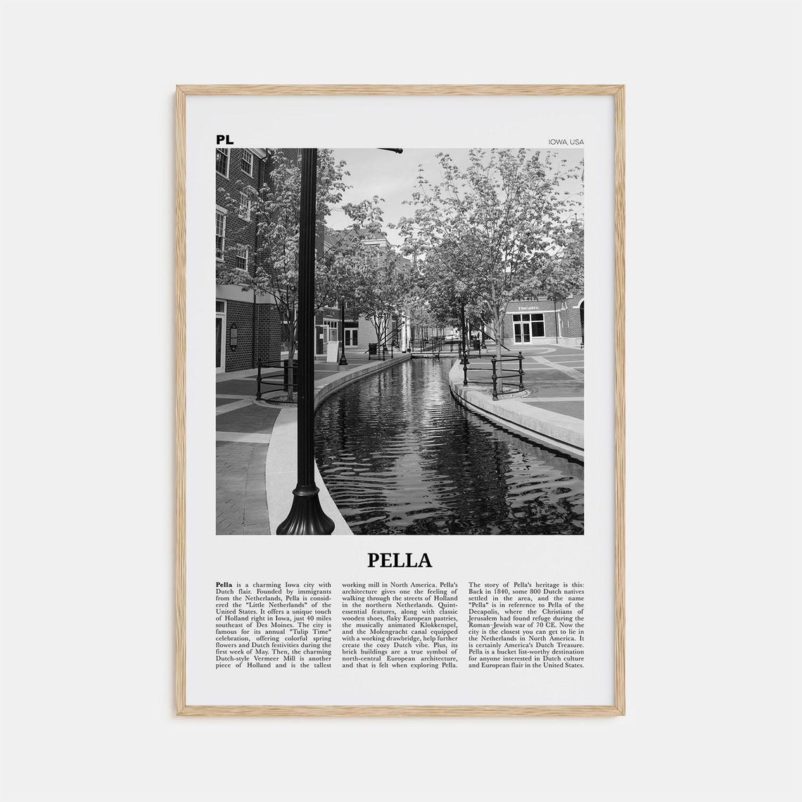 Pella Print Black And White Iowa Pella Wall Art Pella Poster Pella Photo Pella Wall Dcor Pella Map Iowa Usa