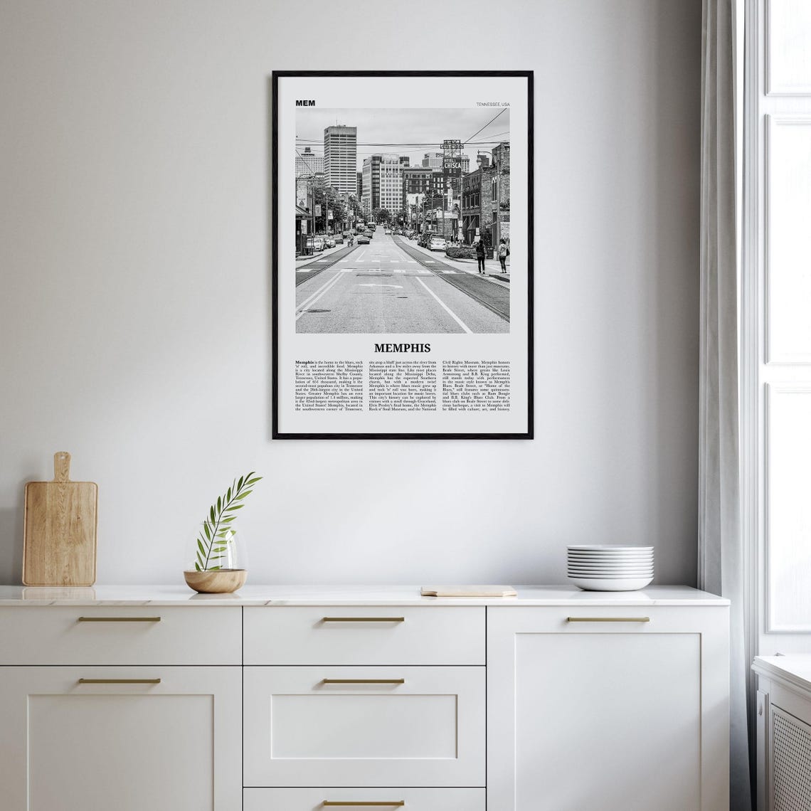 Memphis Black And White Travel Poster, Tennessee - Image 2