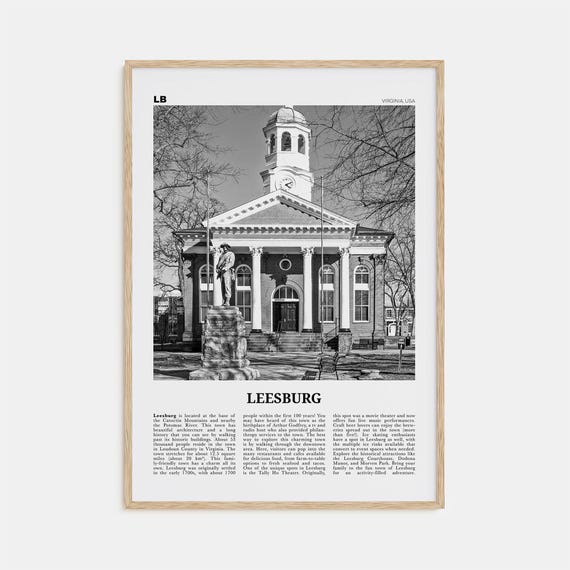 Leesburg Virginia Map Print, Black And White Travel Poster