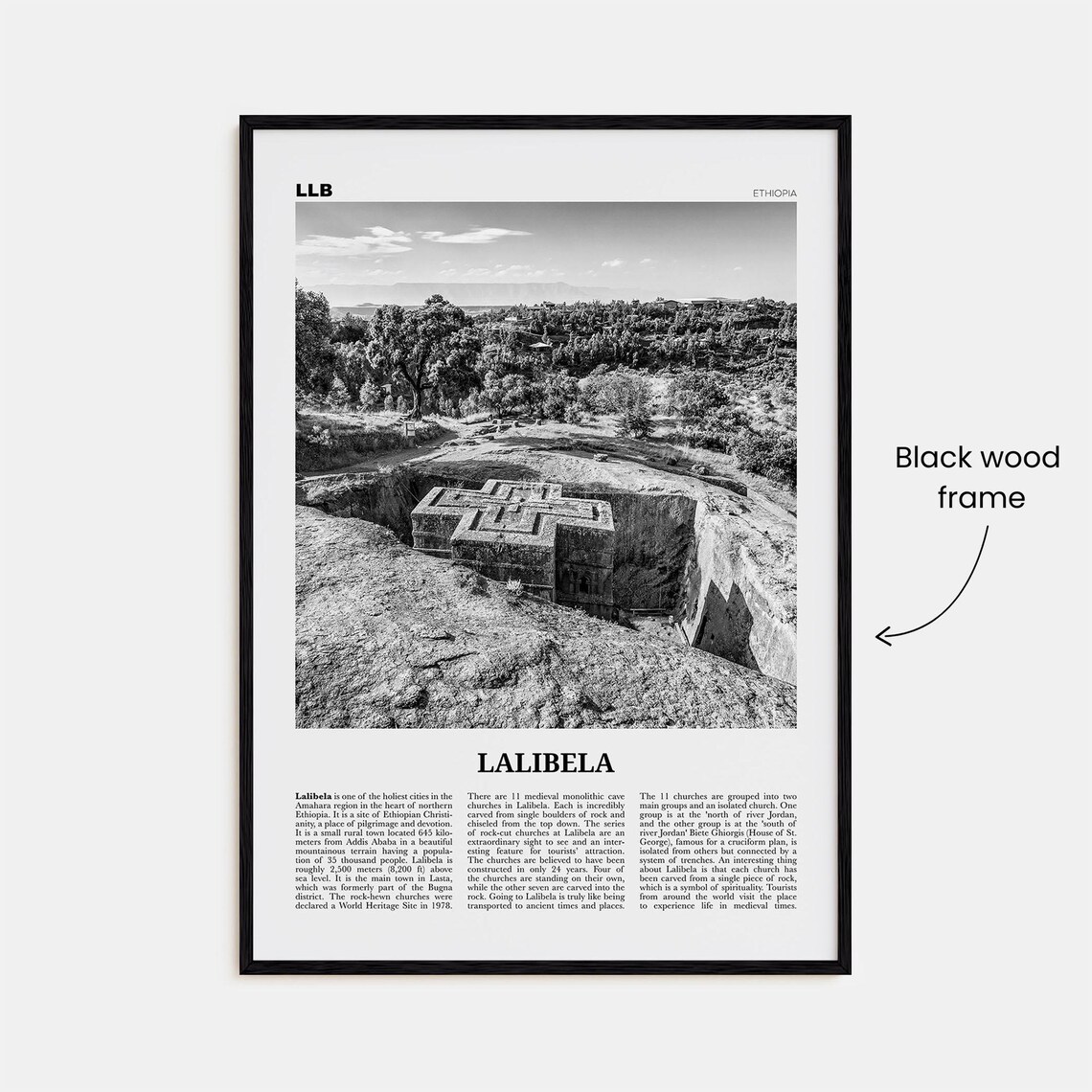 Lalibela Black and White Travel Poster, Ethiopia - Image 3