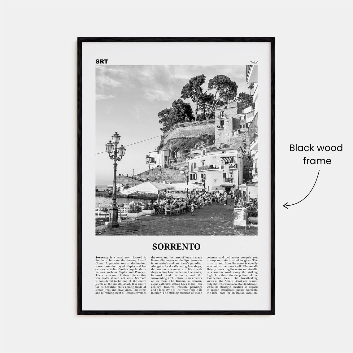 Sorrento Black and White Travel Poster, Italy - Image 3