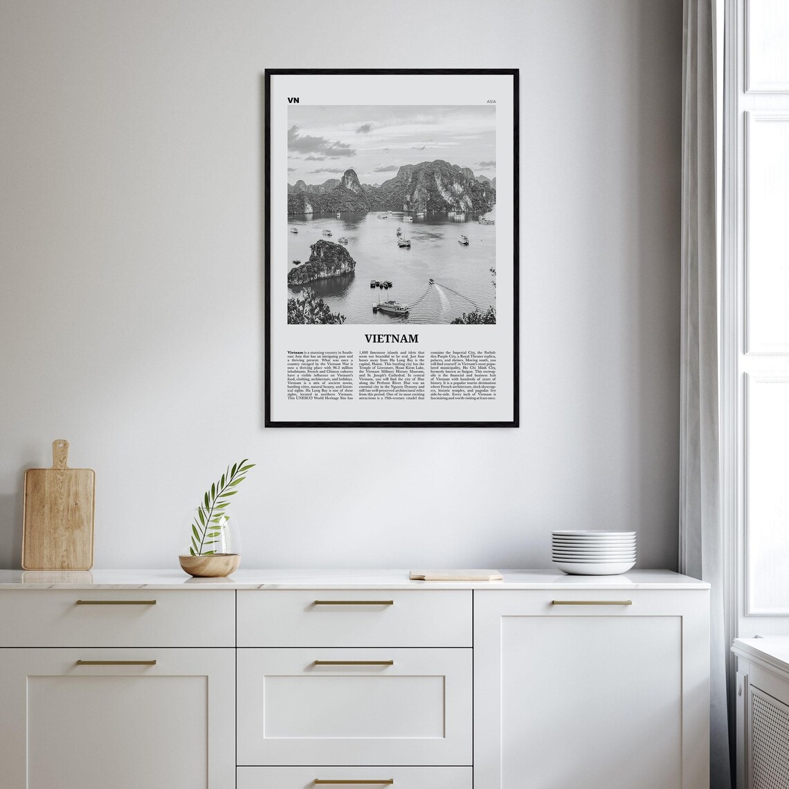 Vietnam Black And White Travel Poster, Hanoi, Asia - Image 2
