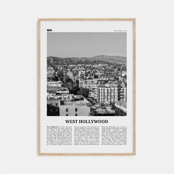 West Hollywood Black and White Travel Poster
