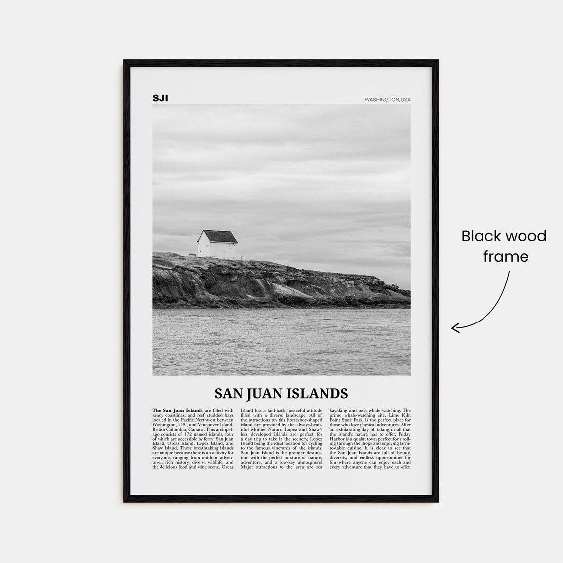 San Juan Islands Black And White Travel Poster - Image 3