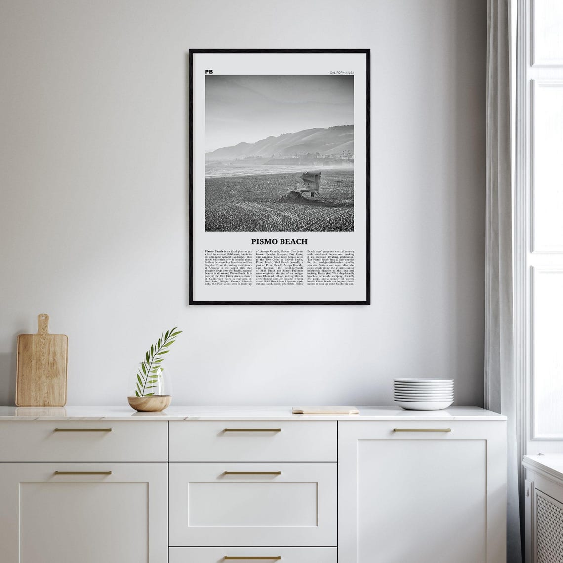 Pismo Beach Black and White Travel Poster, California - Image 2