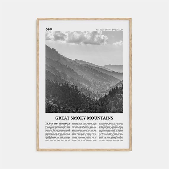 Great Smoky Mountains National Park Black-White Travel Poster