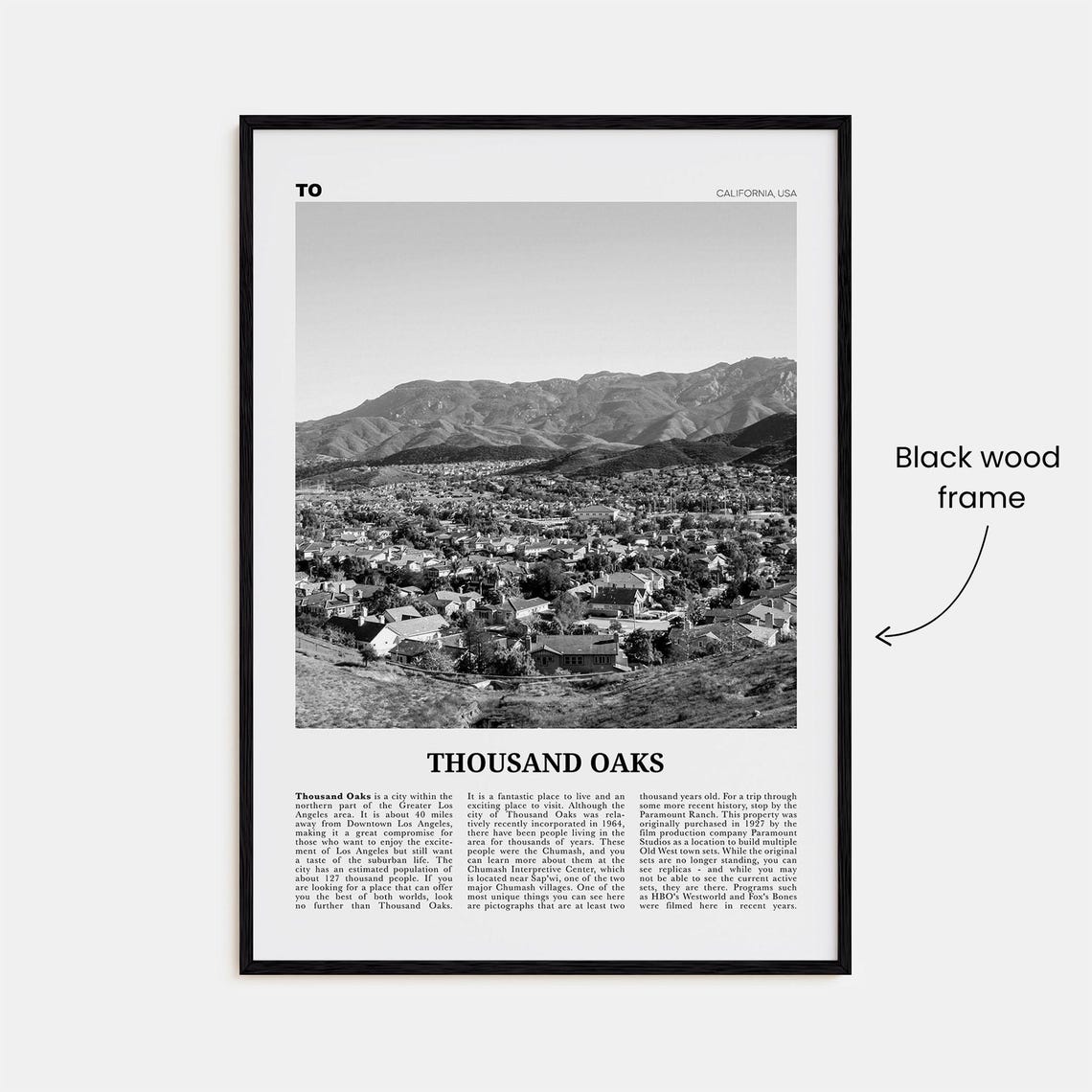 Thousand Oaks Black and White Travel Poster - Image 3